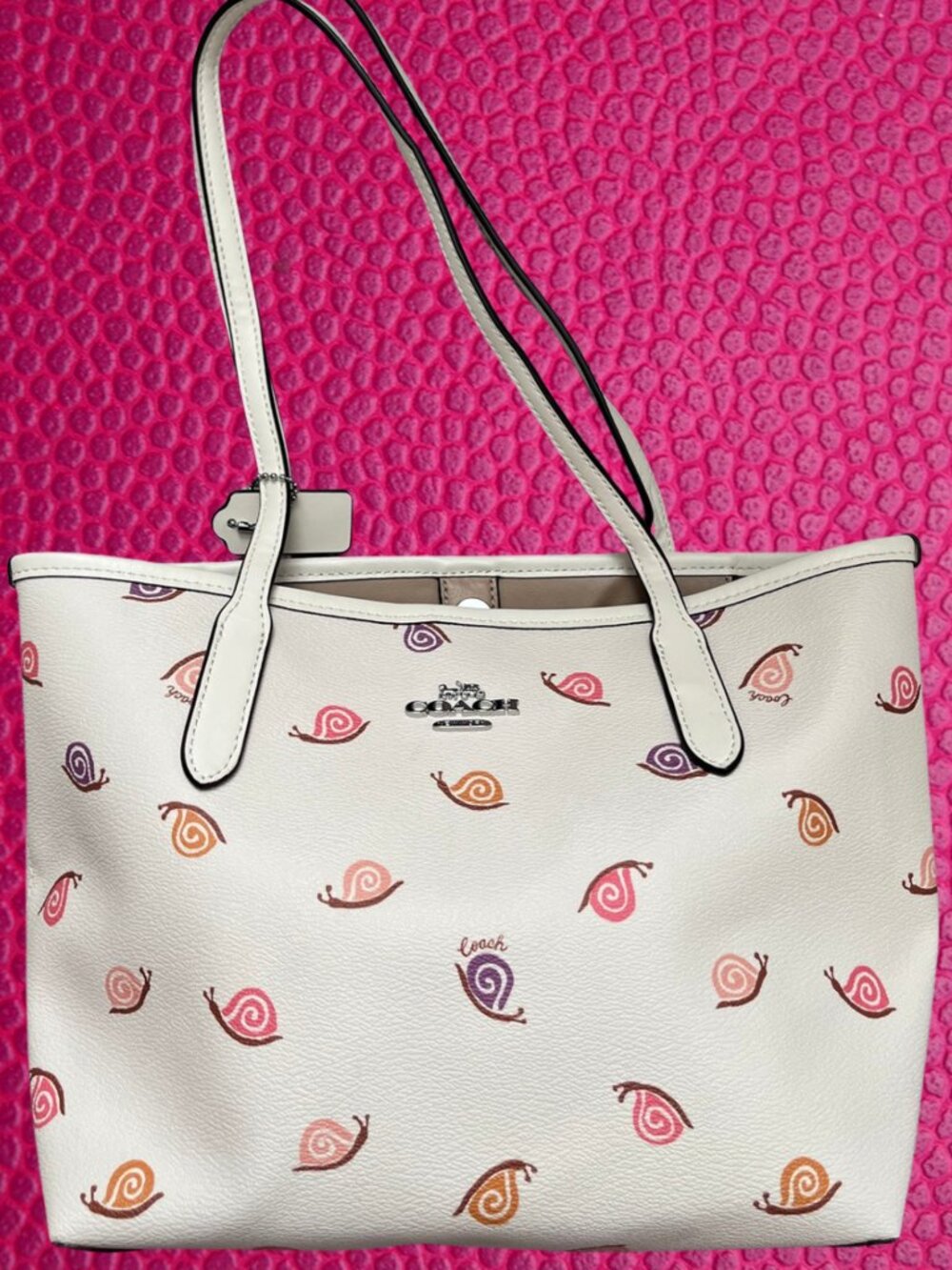 Coach Small City Tote Snail Print Chalk Multi CV269